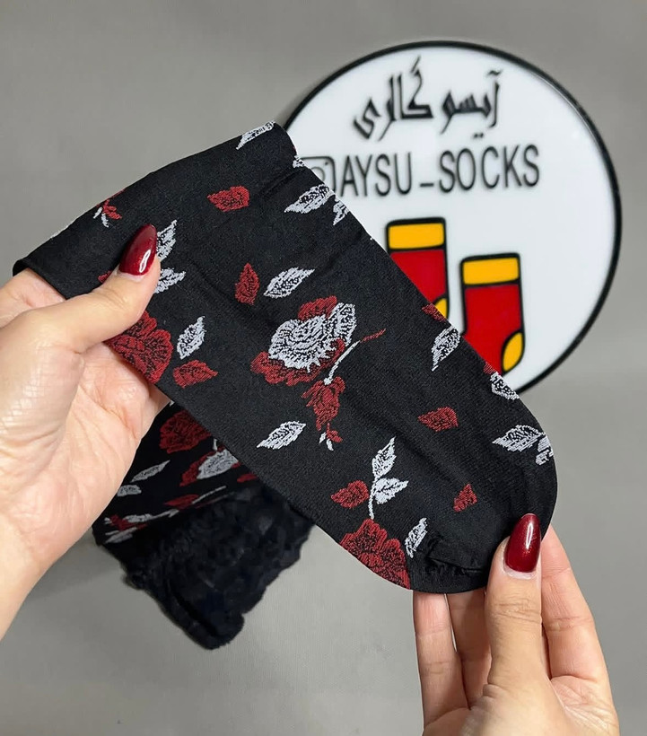 جوراب بلند ضخیم طرح گل